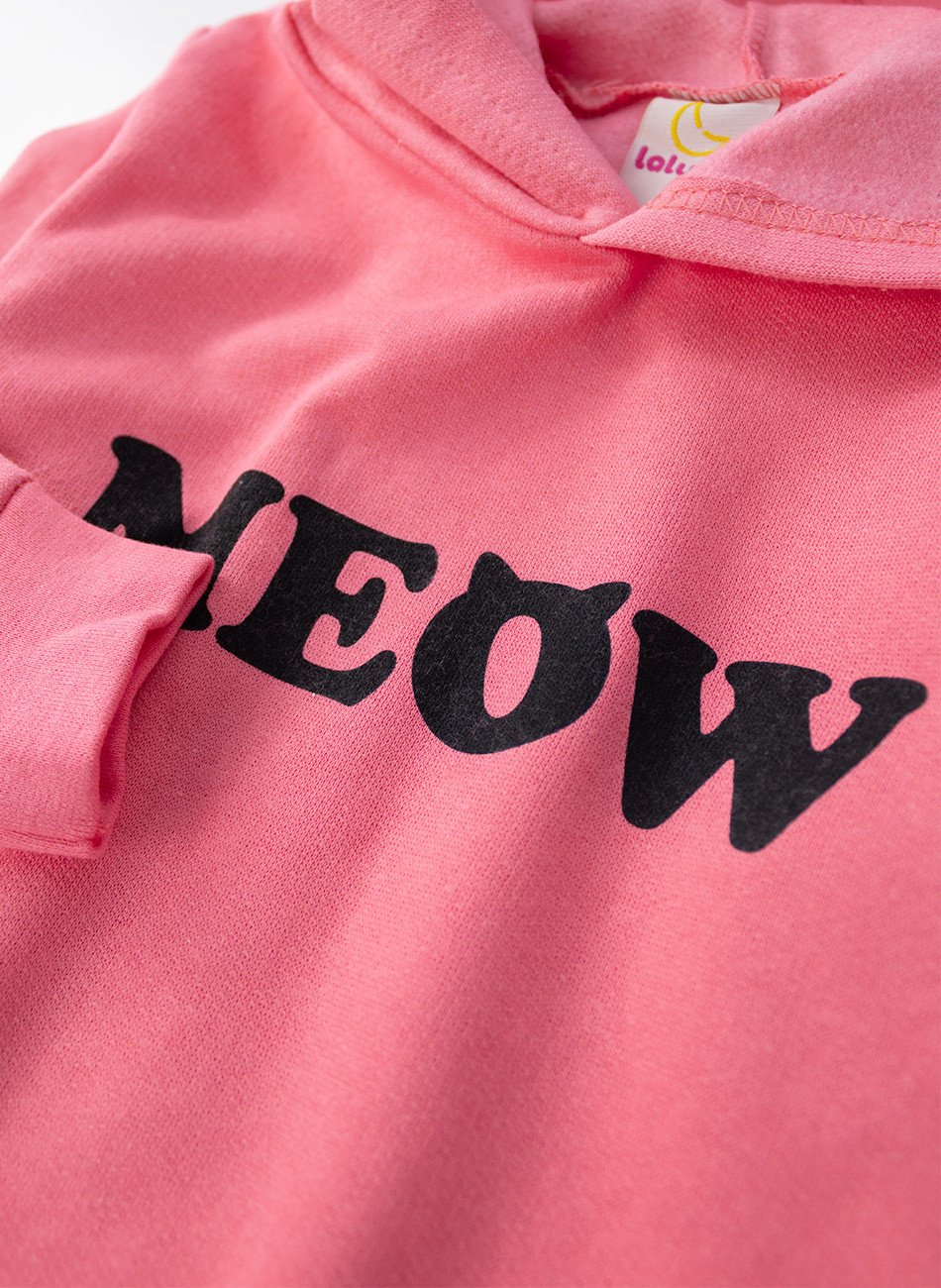 Conjunto Infantil Menina Moletom Meow Rosa 138 - Laluna