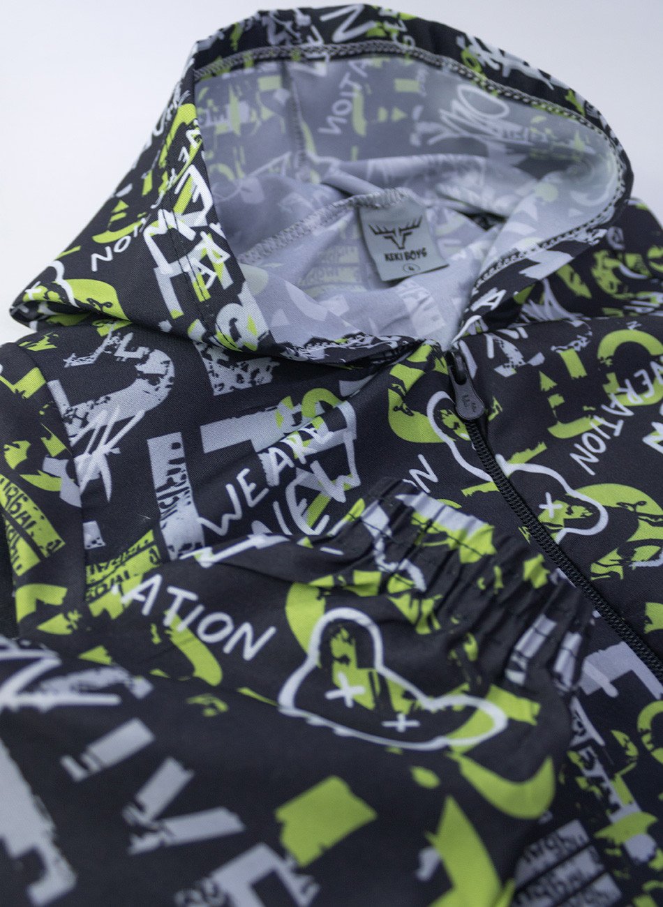 Conjunto Infantil Menino Corta Vento C/Capuz Urbano Preto 0674 - Keki Boys