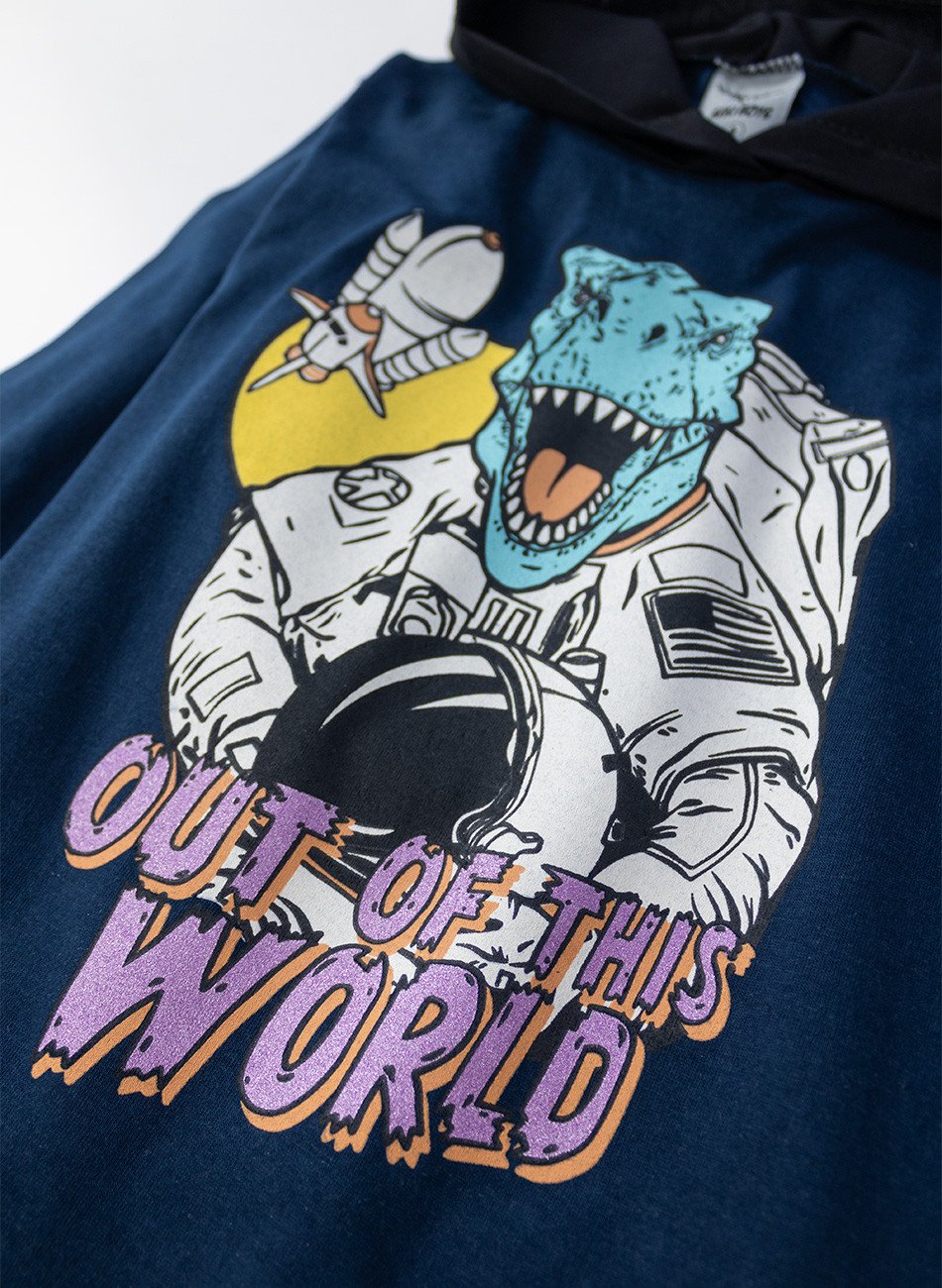 Conjunto Infantil Menino Meia Estação C/Capuz Dino Astronauta Marinho 0241 - Keki Boys