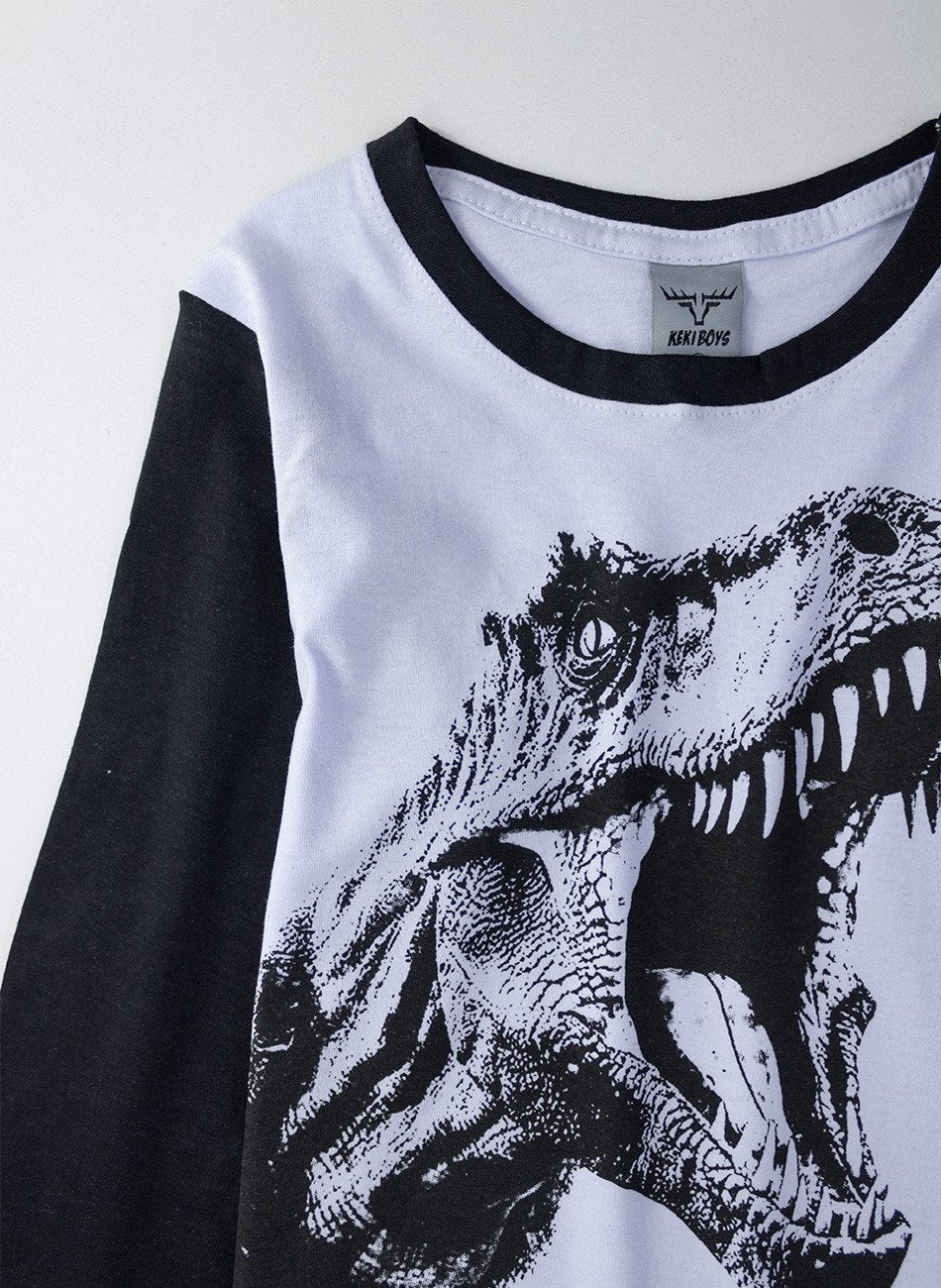 Conjunto Infantil Menino Meia Estação T-Rex Branco 070 - Keki Boys