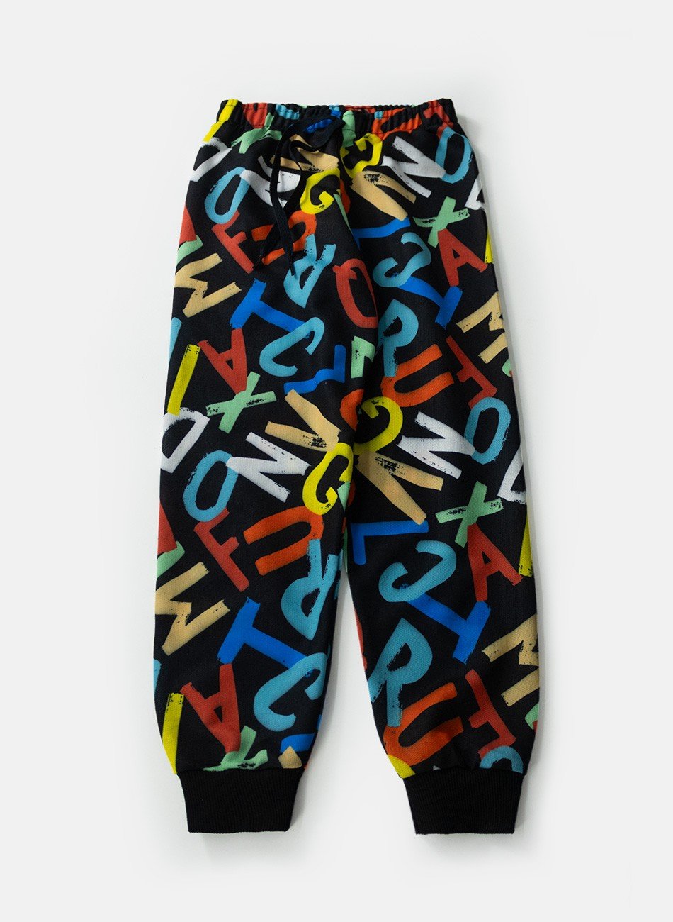 Conjunto Infantil Menino Moletom com Capuz Letras Preto 0566 - Torrox