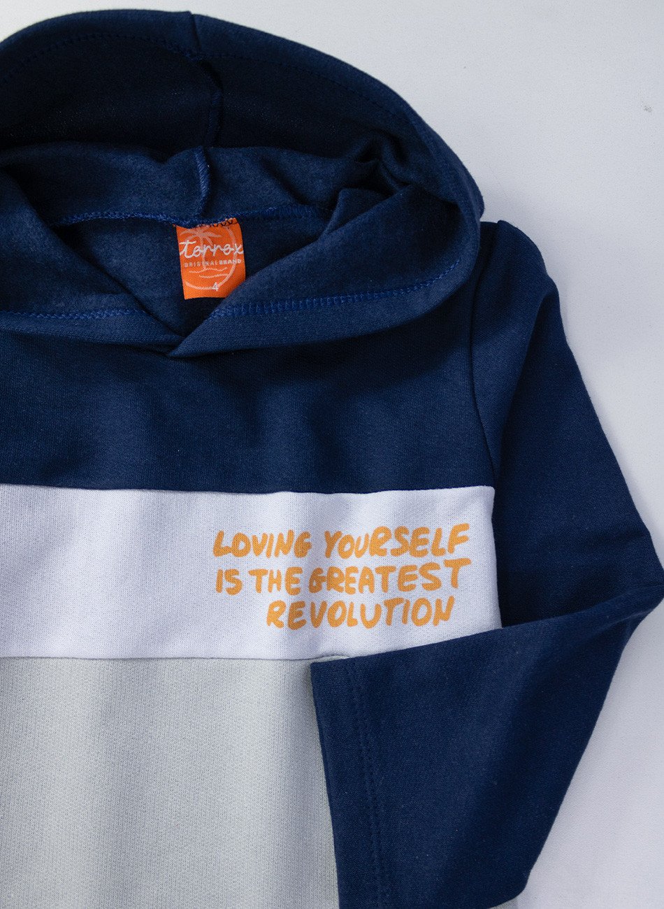 Conjunto Infantil Menino Moletom Loving Yourself Marinho 0684 - Torrox
