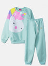 Conjunto Infantil Menina Moletom Unicórnio Verde 0005 - Laluna