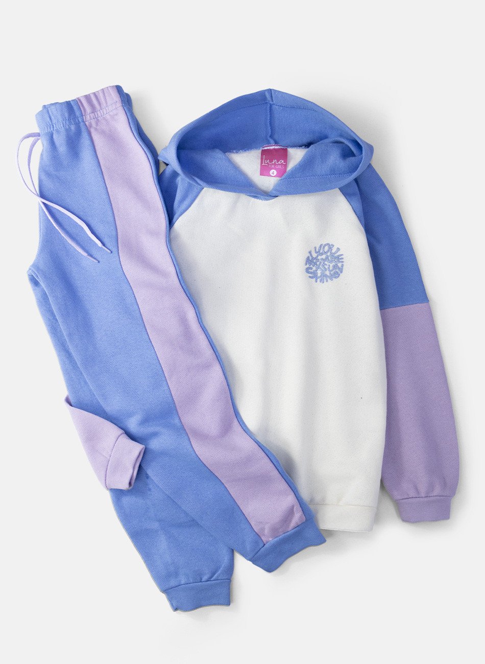 Conjunto Infantil Menina Moletom You Are Azul 0440 - Laluna