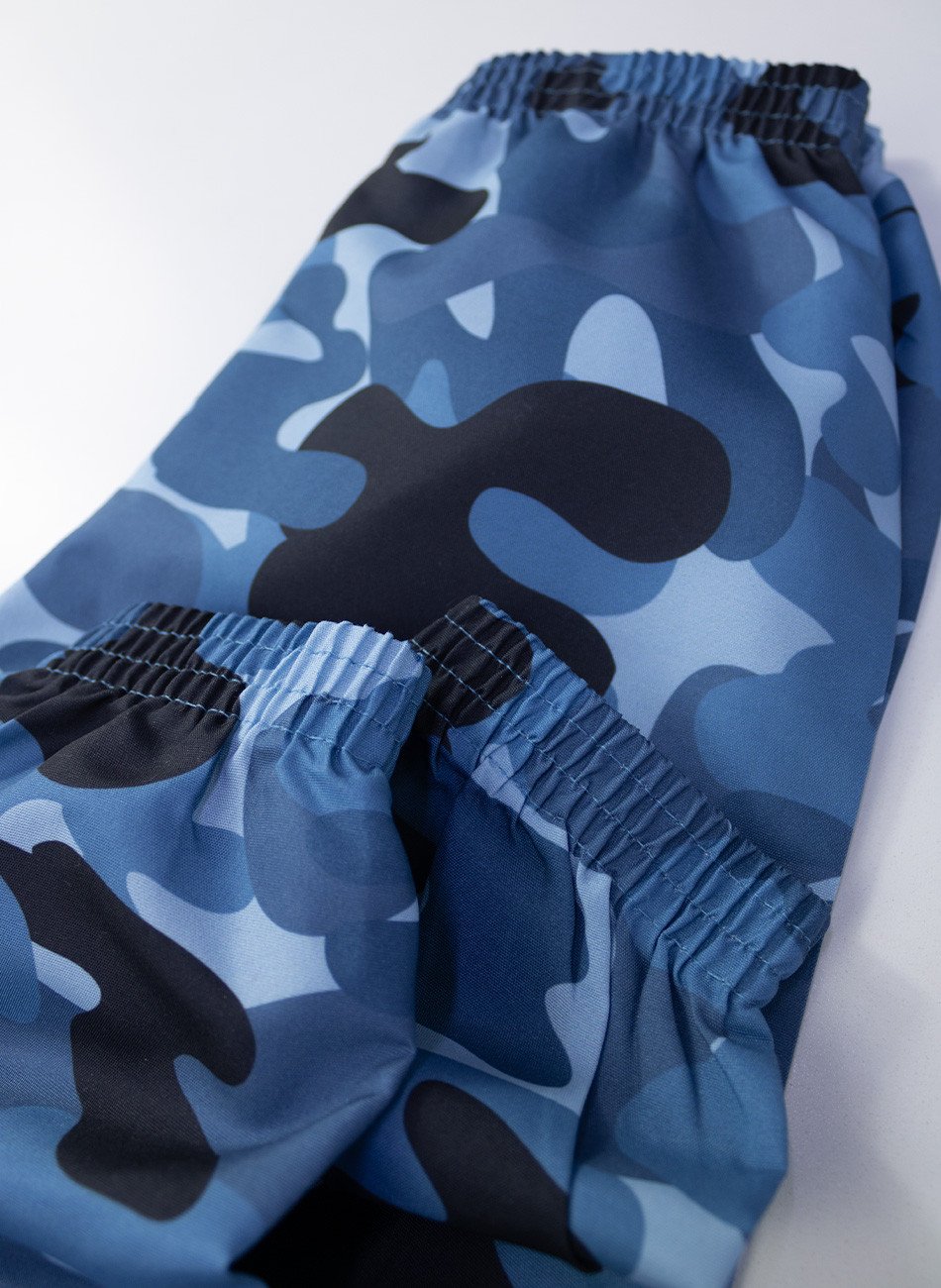 Conjunto Infantil Menino Corta Vento C/Capuz Camuflado Azul 147 - Keki Boys