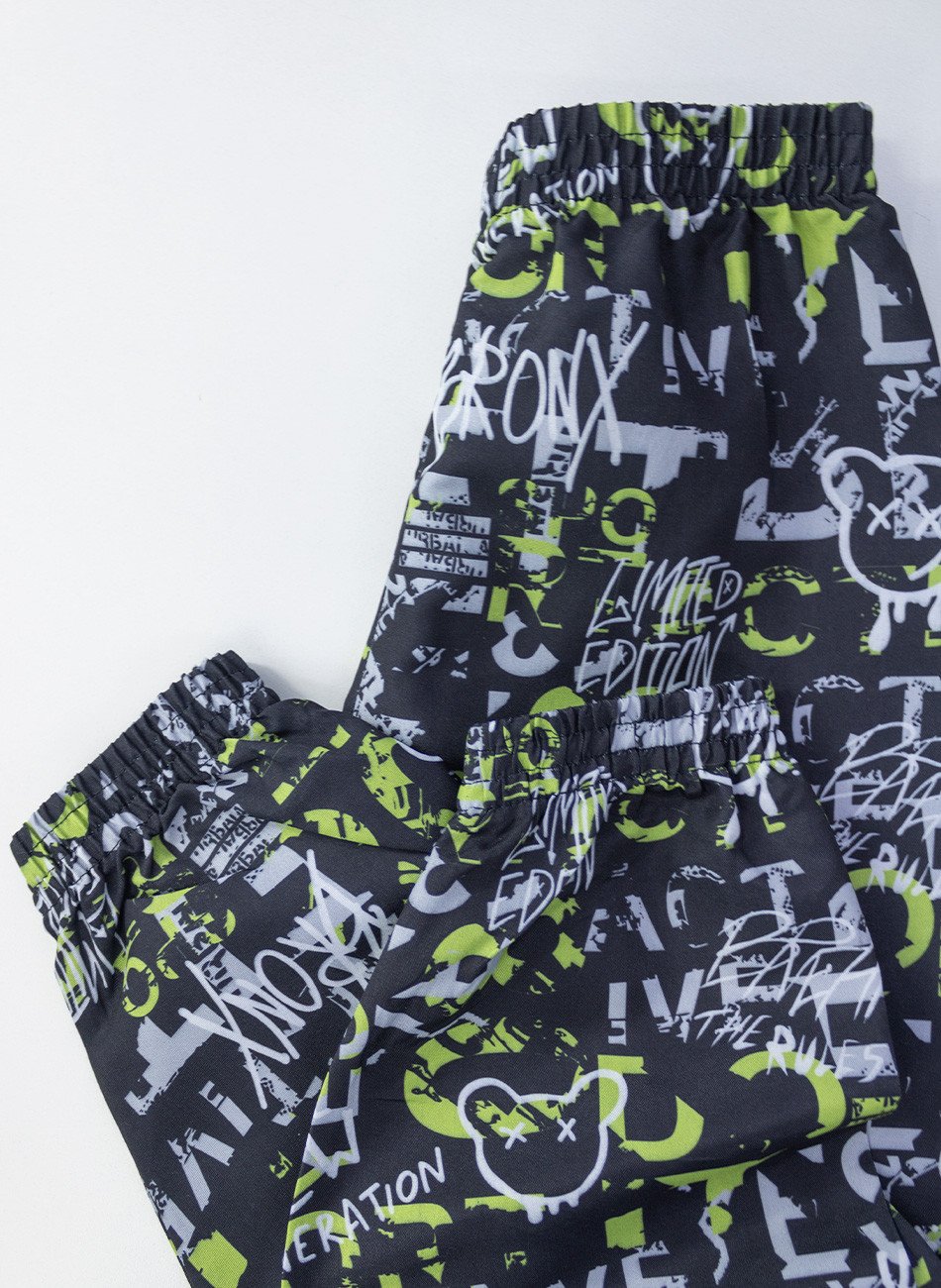 Conjunto Infantil Menino Corta Vento C/Capuz Urbano Preto 0674 - Keki Boys