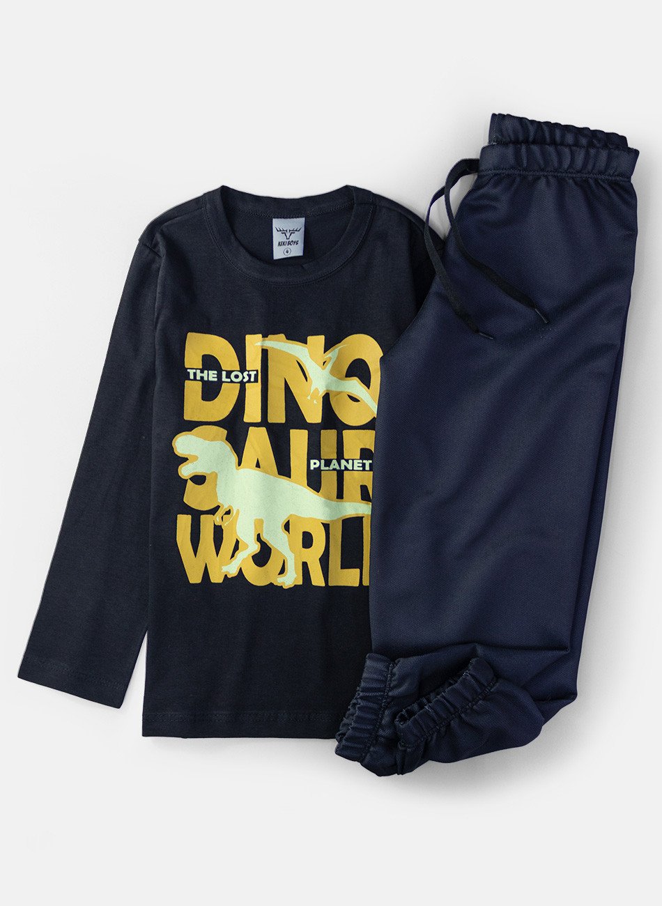 Conjunto Infantil Menino Meia Estação Dinosaur World Preto 071 - Keki Boys