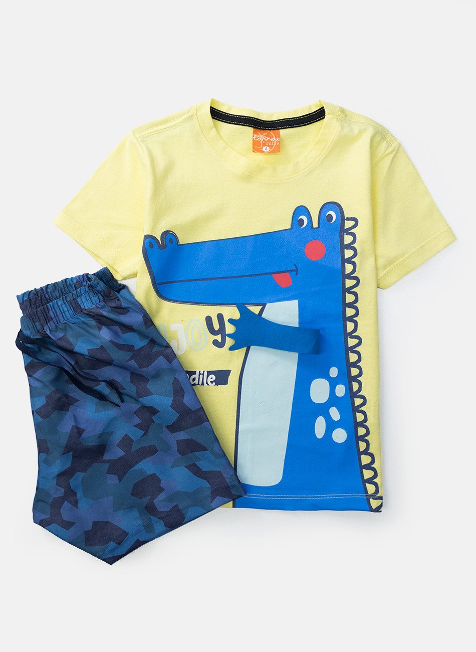 Conjunto Infantil Menino Crocodilo Amarelo 338 - Torrox