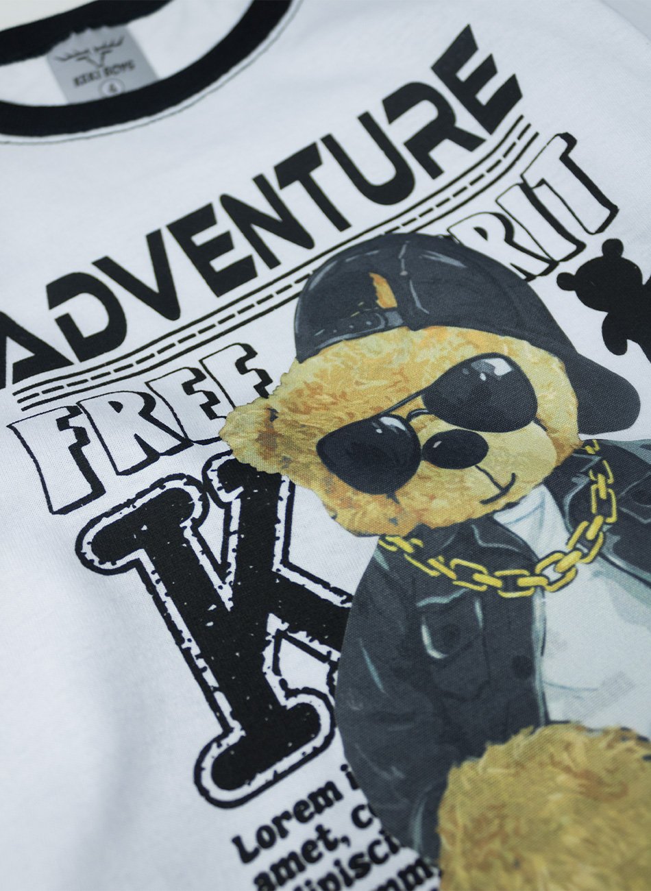 Conjunto Infantil Menino Meia Estação Adventure Urso Branco 0104 - Keki Boys