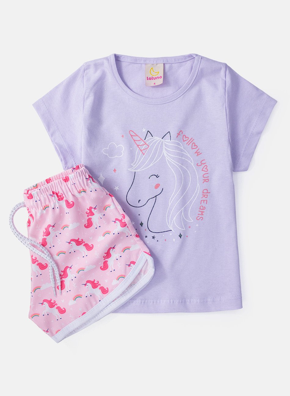 Conjunto Infantil Menina Follow Your Dreams Lilás 0435 - Laluna
