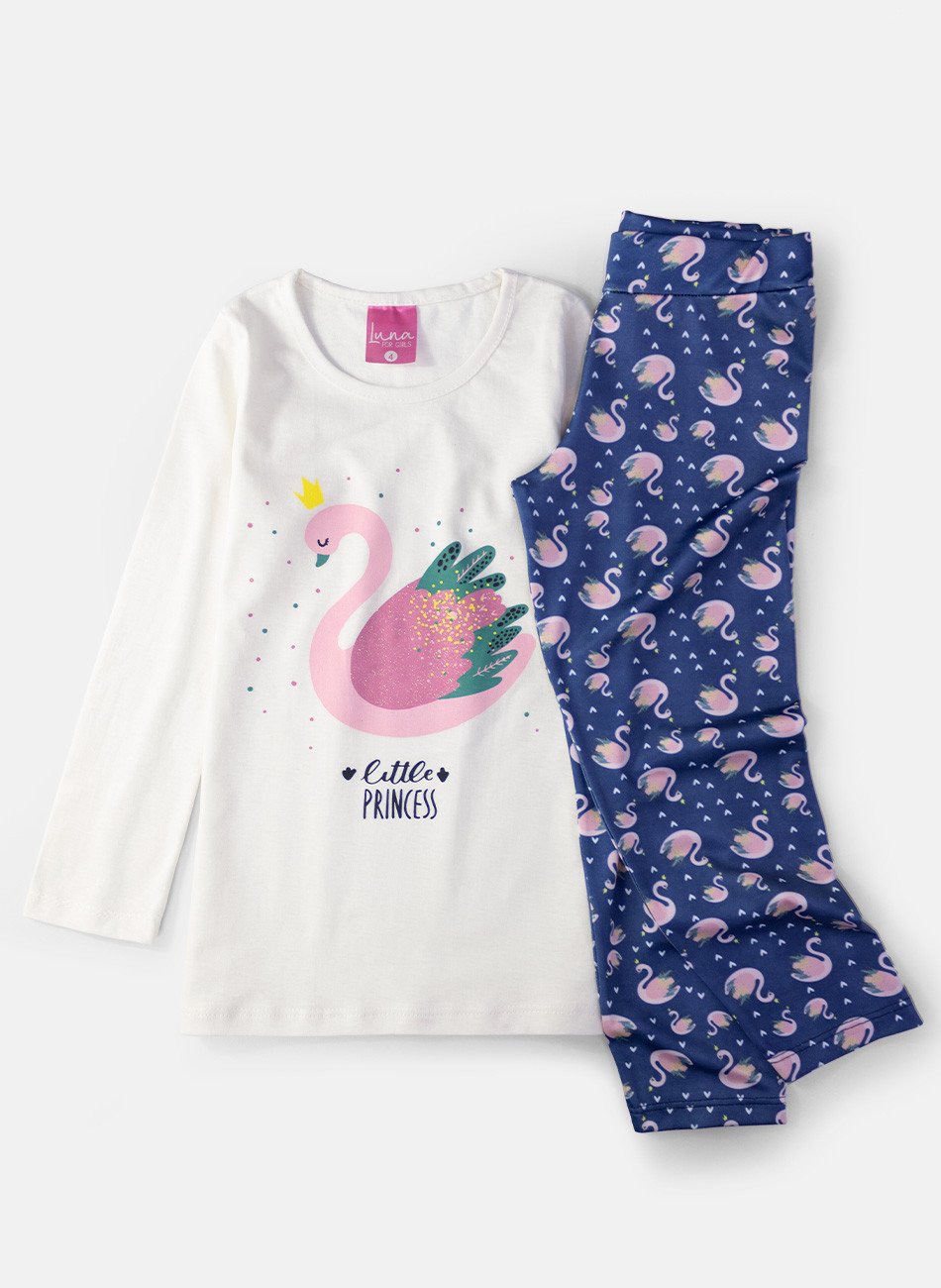 Conjunto Infantil Menina Meia Estação Little Princess Creme 0209 - Laluna