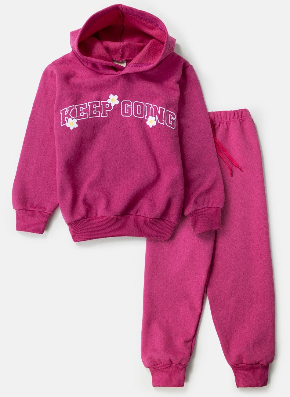 Conjunto Infantil Menina Moletom Keep Going Pink 0317 - Laluna