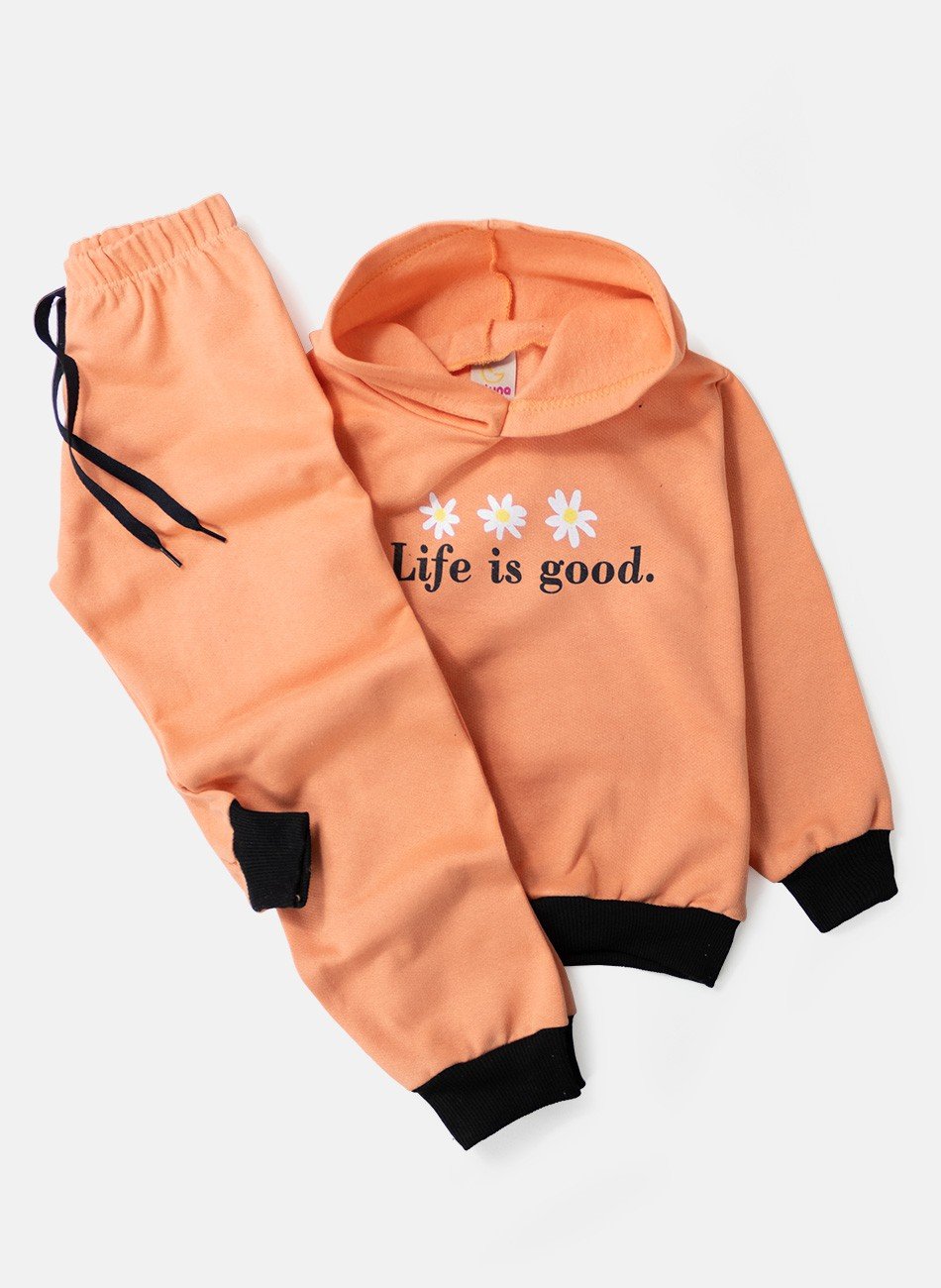 Conjunto Infantil Menina Moletom Life Is Good Sunset 0320 - Laluna