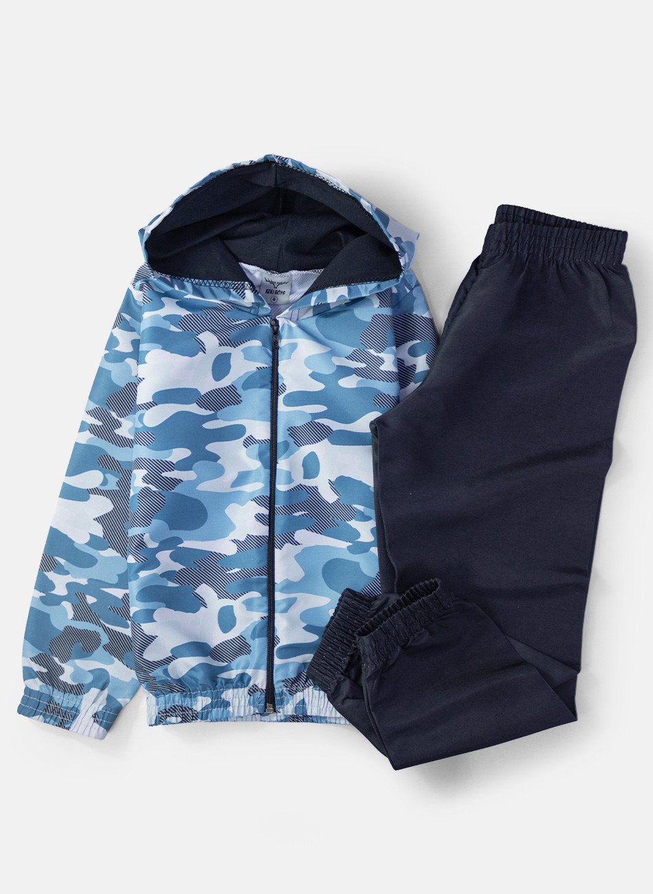 Conjunto Infantil Menino Corta Vento Camuflado Petróleo 158 - Keki Boys