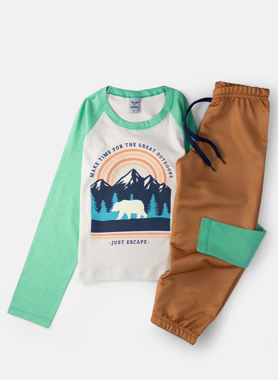 Conjunto Infantil Menino Meia Estação Make Time Caqui 578 - Keki Boys