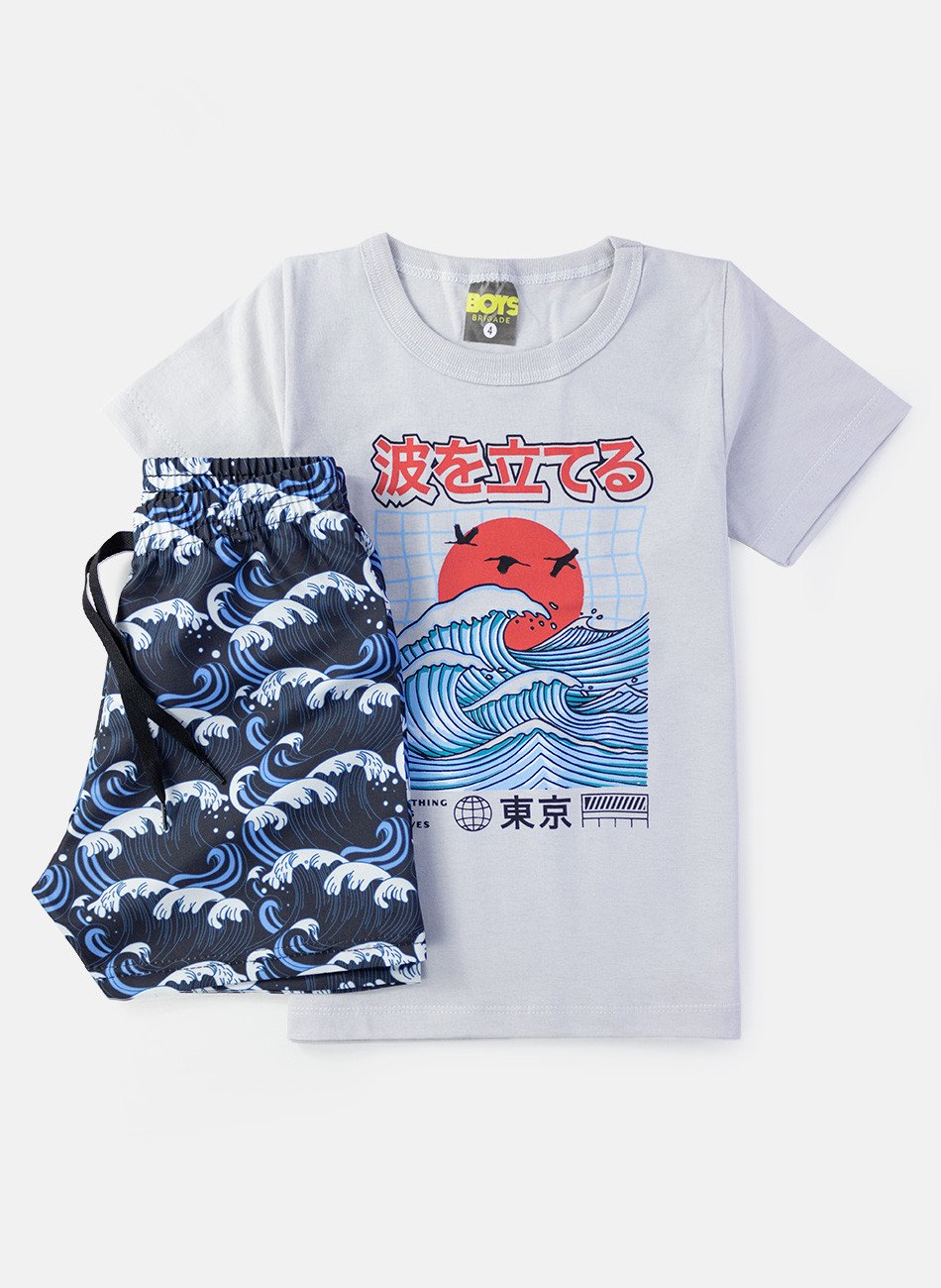 Conjunto Infantil Menino Ondas Cinza 75 - Boys Brigade