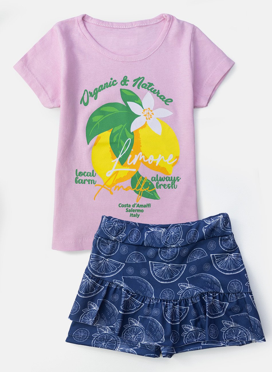 Conjunto Infantil Menina Limone Rosa 236 - Laluna