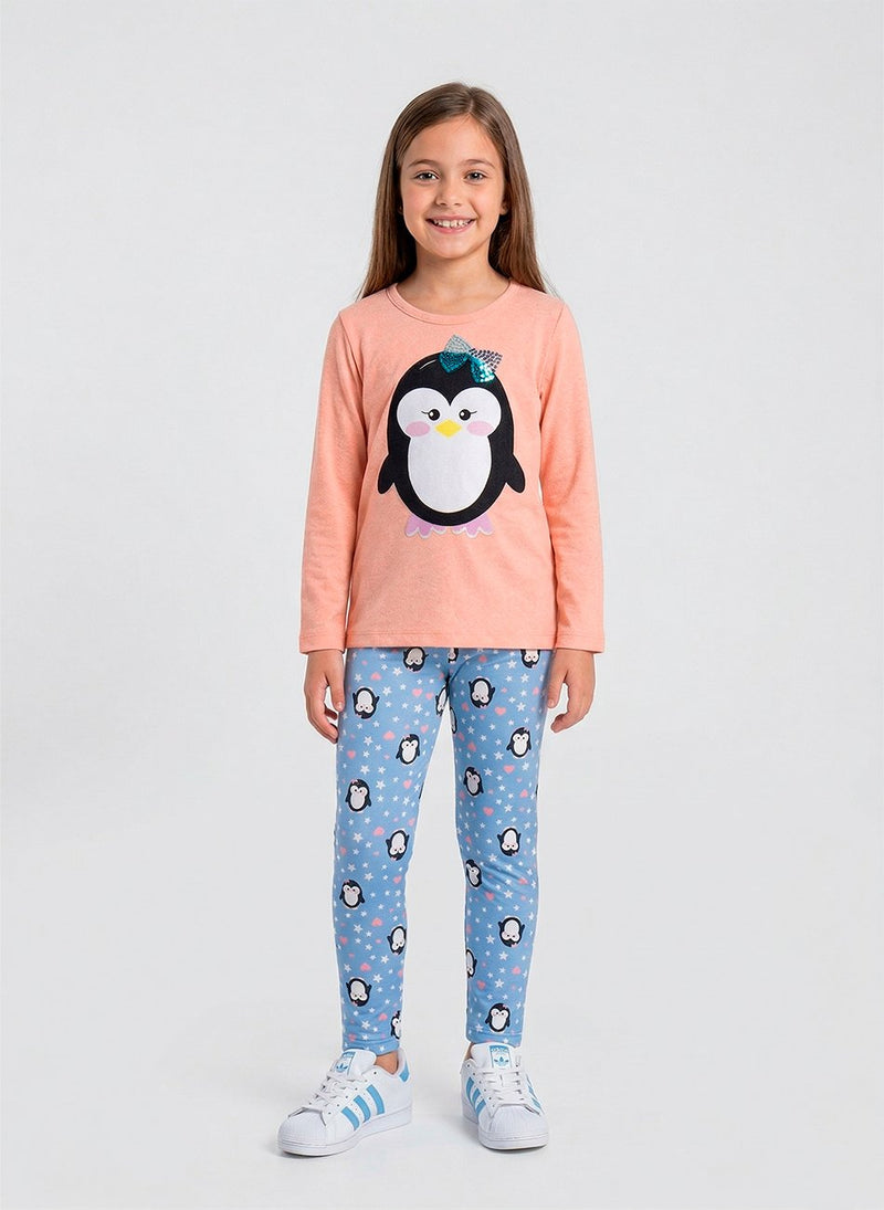 Conjunto Infantil Menina Meia Estação Pinguim 352 - Laluna