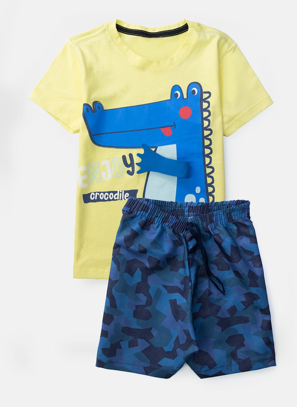 Conjunto Infantil Menino Crocodilo Amarelo 338 - Torrox