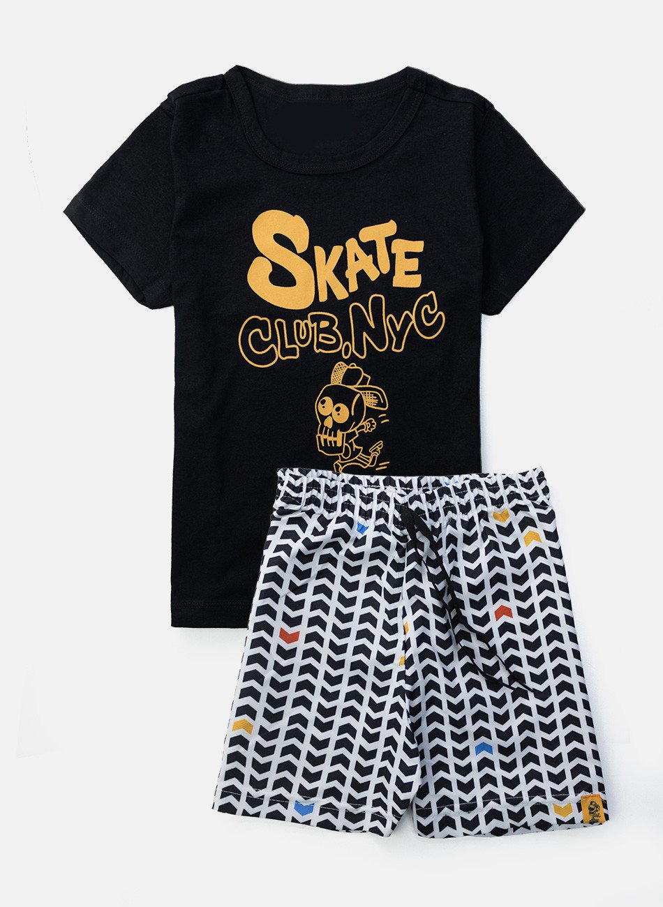 Conjunto Infantil Menino Skate Club NYC Preto 0416 - Keki Boys