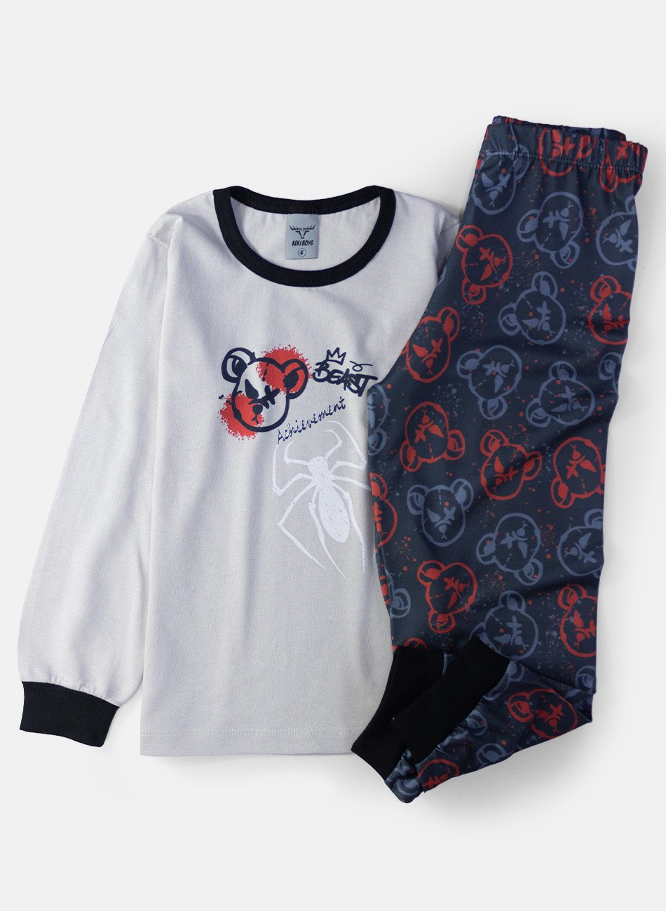 Pijama Infantil Menino Aranha Cinza 012 - Keki Boys