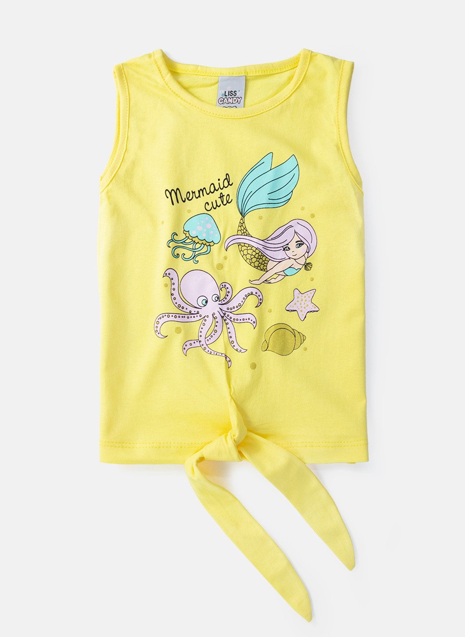 Conjunto Infantil Menina Mermaid Cute Amarelo 04 - Laluna