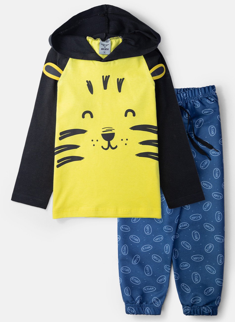 Conjunto Infantil Menino Meia Estação Tigre Mostarda 0250 - Keki Boys
