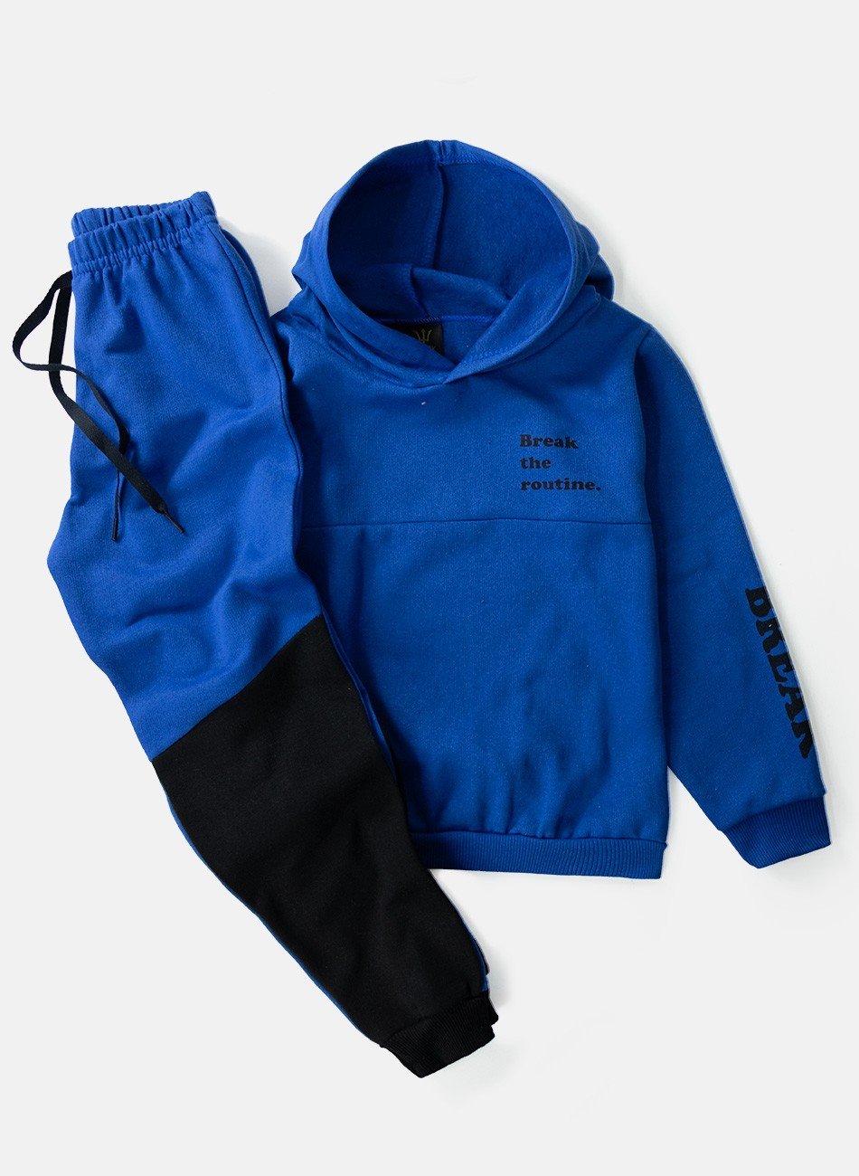 Conjunto Infantil Menino Moletom C/Capuz Break The Routine Azul 0581 - Torrox