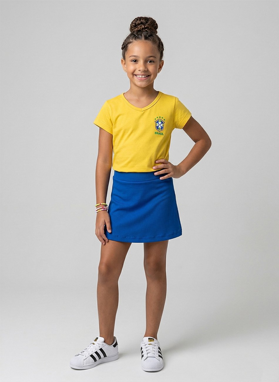 Conjunto Infantil Menina Copa do mundo Azul 465 - Laluna