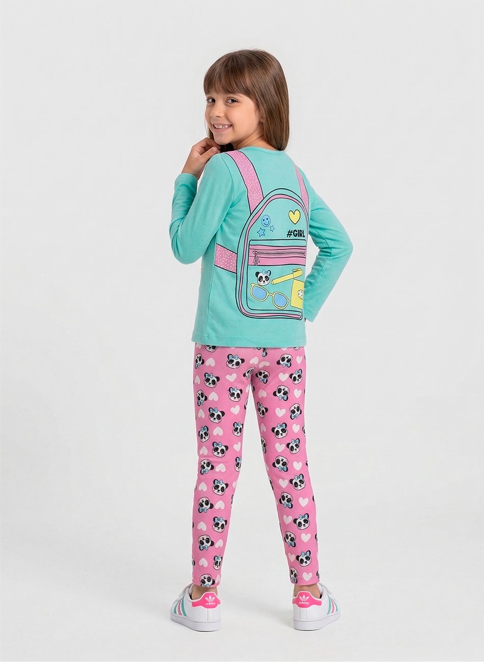 Conjunto Infantil Menina Meia Estação Girl Verde 0590 - Laluna