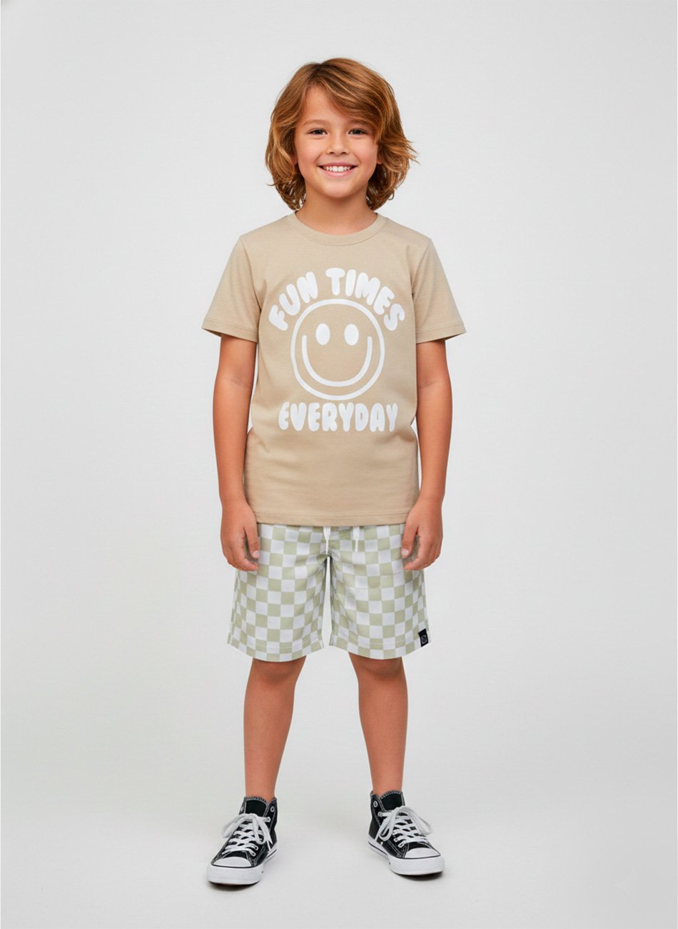 Conjunto Infantil Menino FunTimes Everyday Creme 0372 - Keki Boys