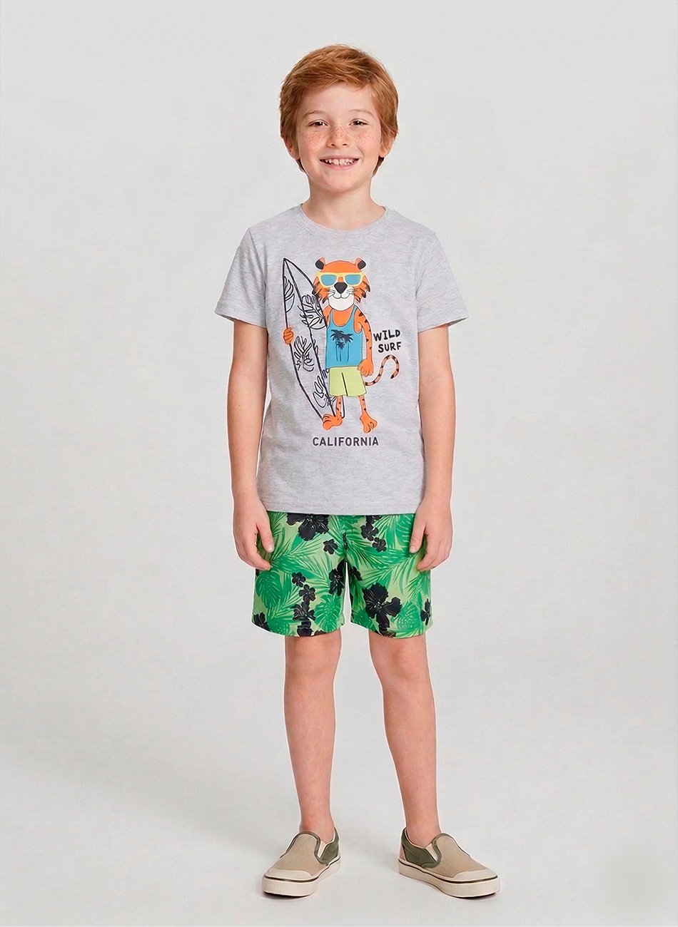 Conjunto Infantil Menino Wild Surf Mescla 0455 - Keki Boys
