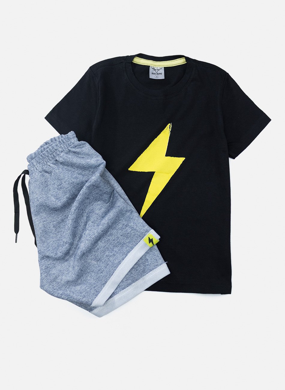 Conjunto Infantil Menino Raio Preto 028 - Keki Boys