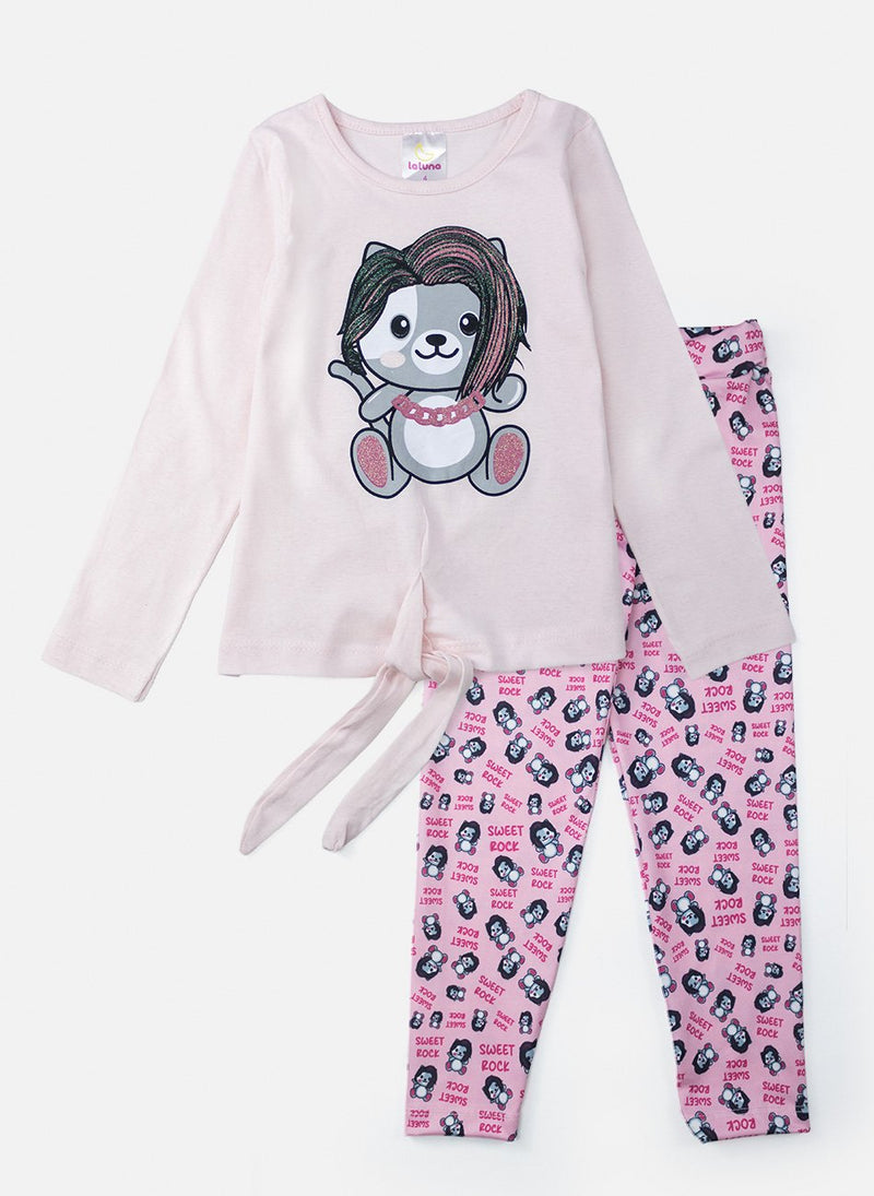 Conjunto Menina Meia Estação Ursinha Sweet Rosa 361 - Laluna