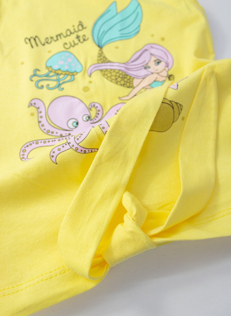 Conjunto Infantil Menina Mermaid Cute Amarelo 04 - Laluna
