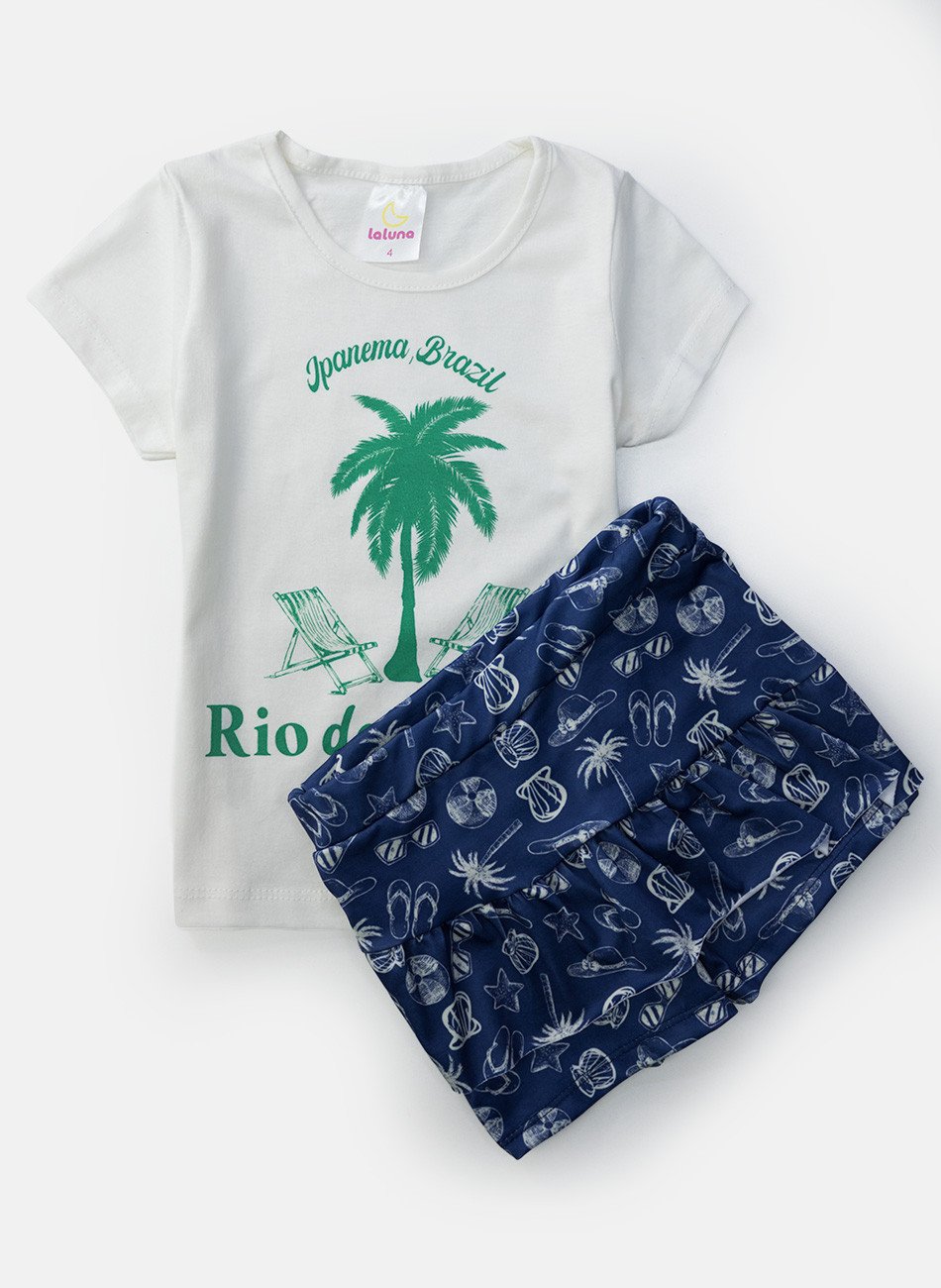 Conjunto Infantil Menina Rio de Janeiro Creme 235 - Laluna