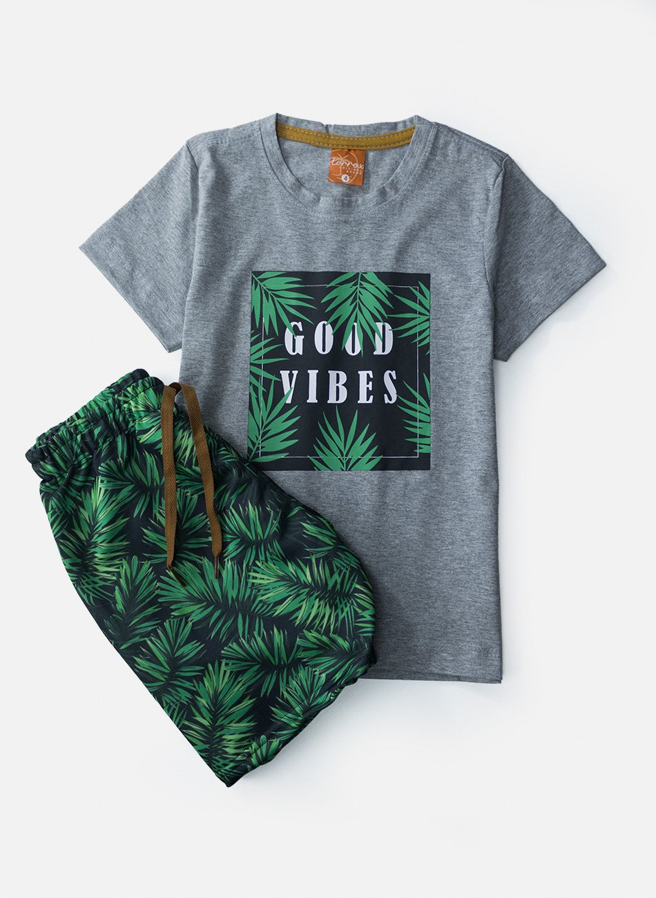 Conjunto Infantil Menino Good Vibes Mescla 0091 - Torrox