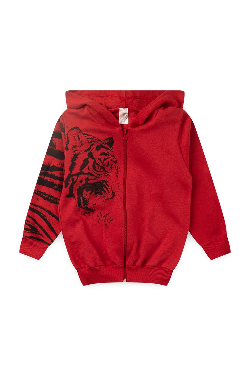 Conjunto Moletom Peluciado Infantil Masculino Tigre - Vermelho