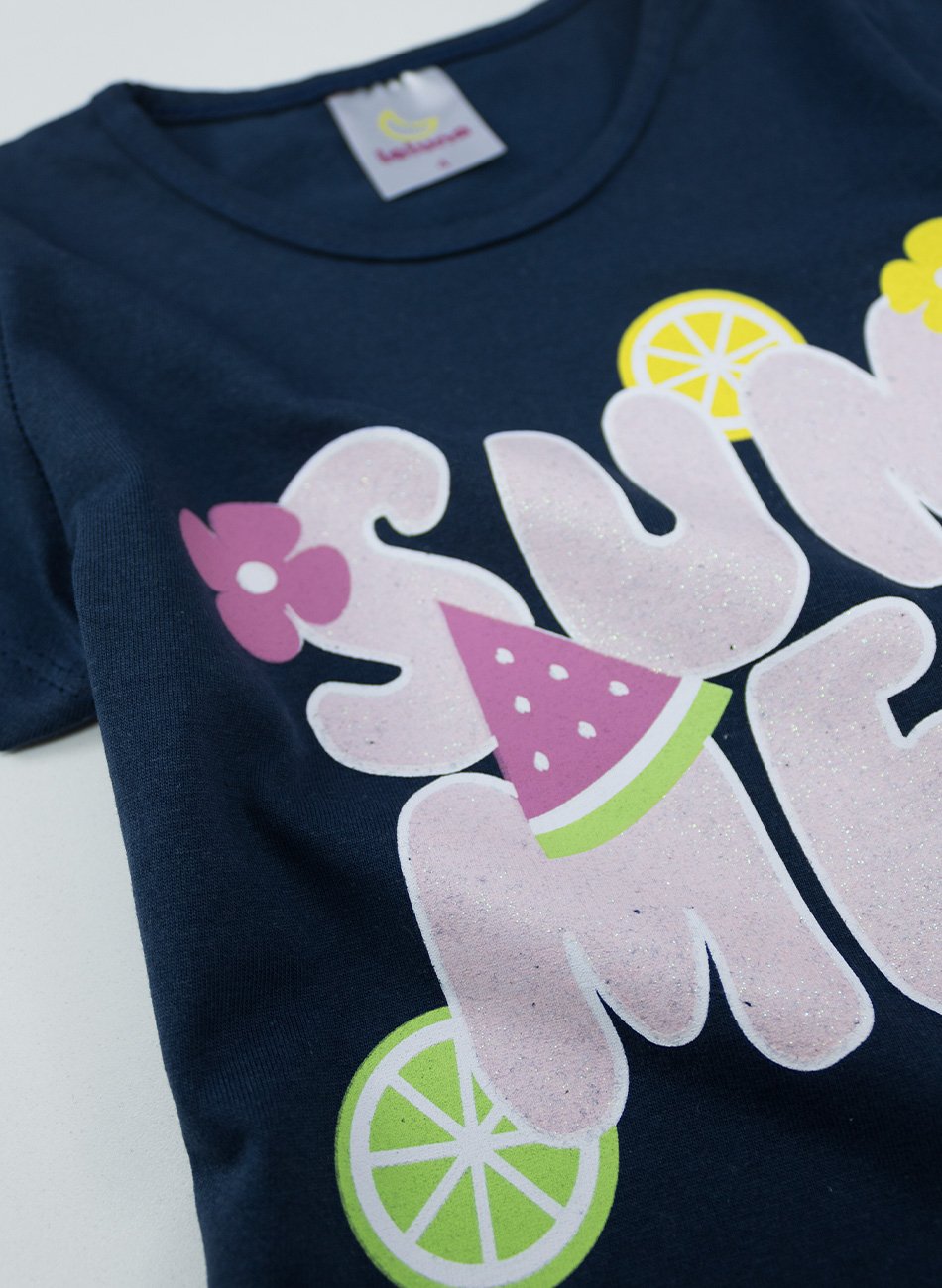 Conjunto Infantil Menina Summer Marinho 0724 - Laluna