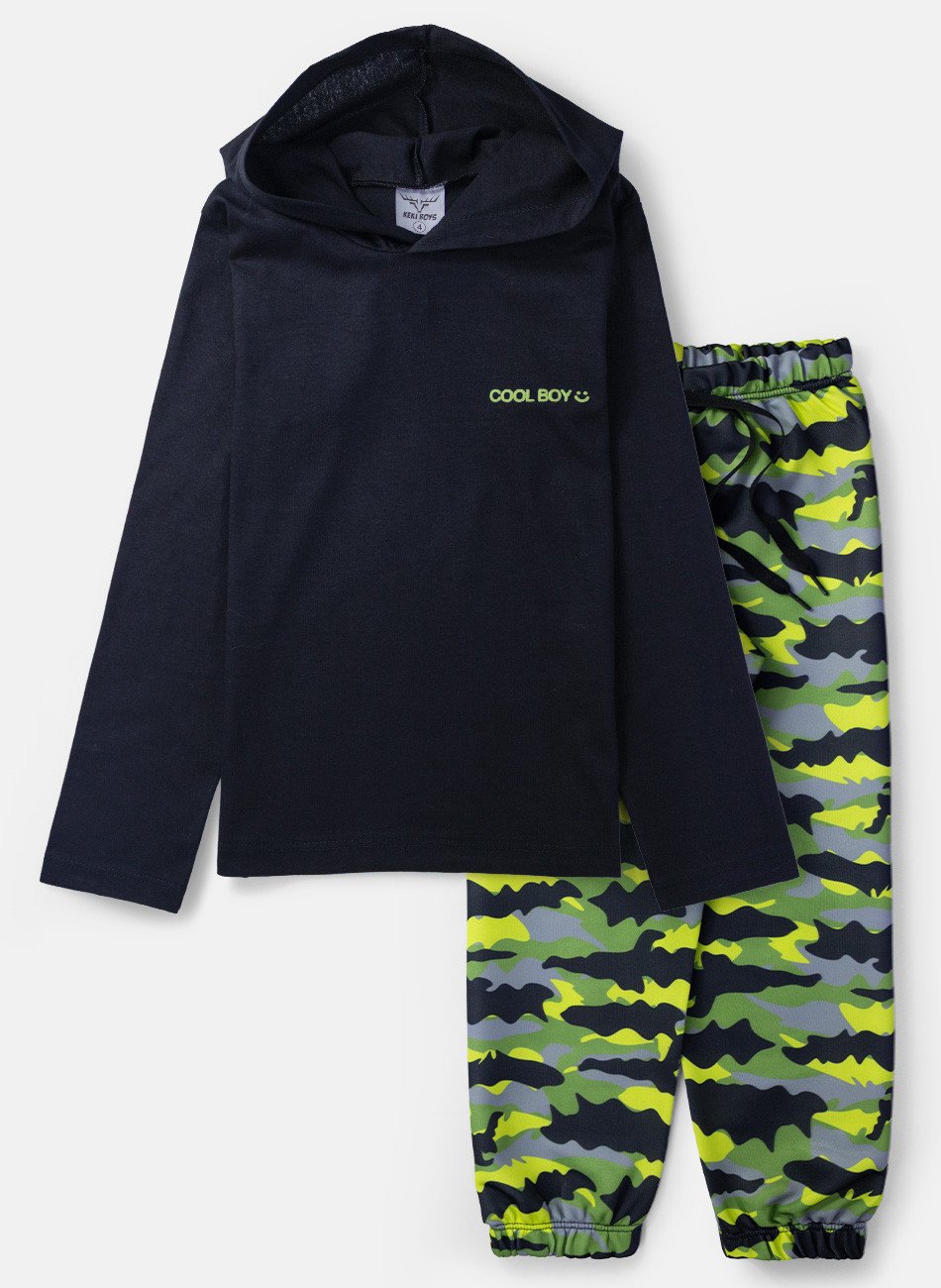 Conjunto Infantil Meia Estação Menino com Capuz Cool Boy Preto/Verde 0154 - Keki Boys