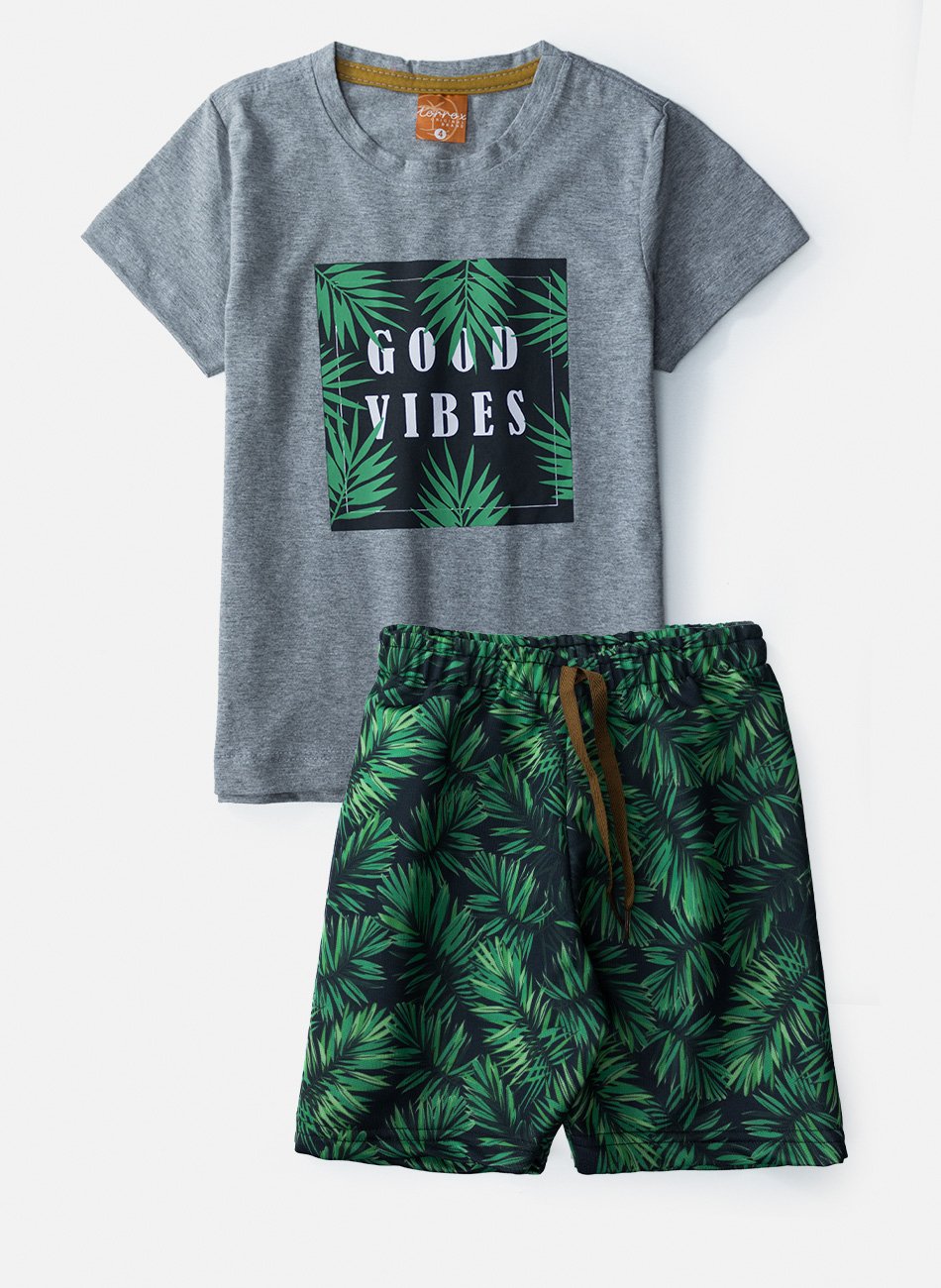 Conjunto Infantil Menino Good Vibes Mescla 0091 - Torrox