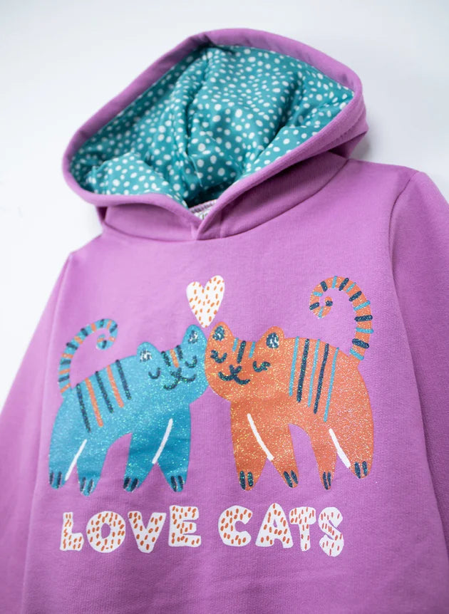 Conjunto Infantil Menina Moletom C/Capuz Love Cats 439 - Laluna