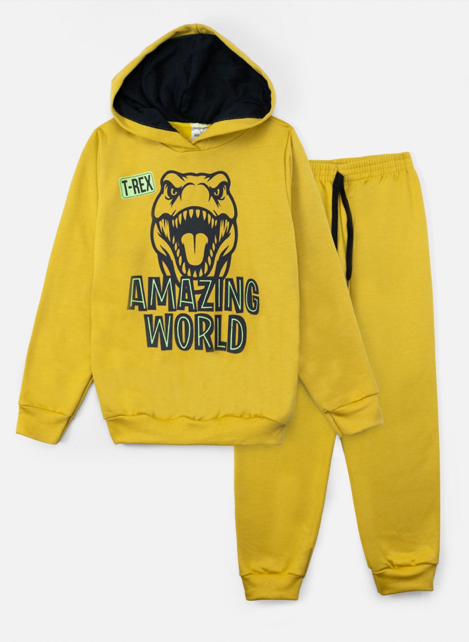 Conjunto Infantil Menino Moletom C/Capuz Amazing World Mostarda 0248 - Torrox
