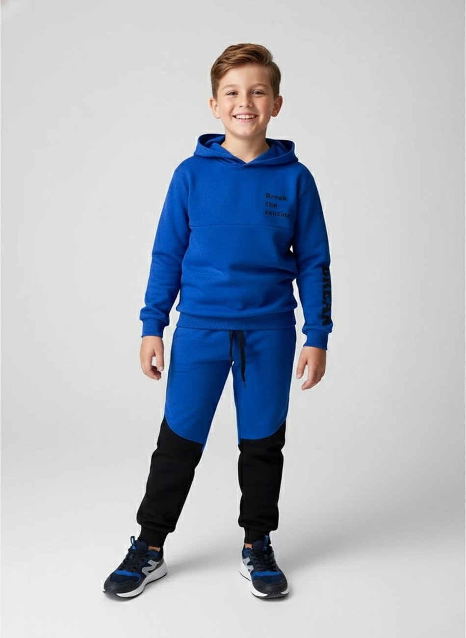 Conjunto Infantil Menino Moletom C/Capuz Break The Routine Azul 0581 - Torrox