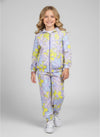 Conjunto Infantil Menina Corta Vento C/Capuz Flores Lilás 0567 - Laluna