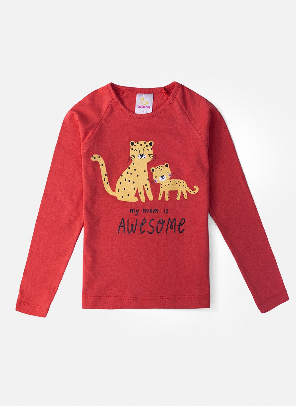 Conjunto Infantil Menina Meia Estação Onça Vermelho 0135 - Laluna