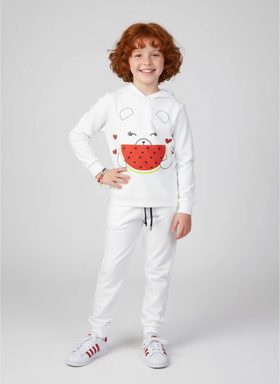 Conjunto Infantil Menina Moletom Yummy Creme 0400 - Laluna