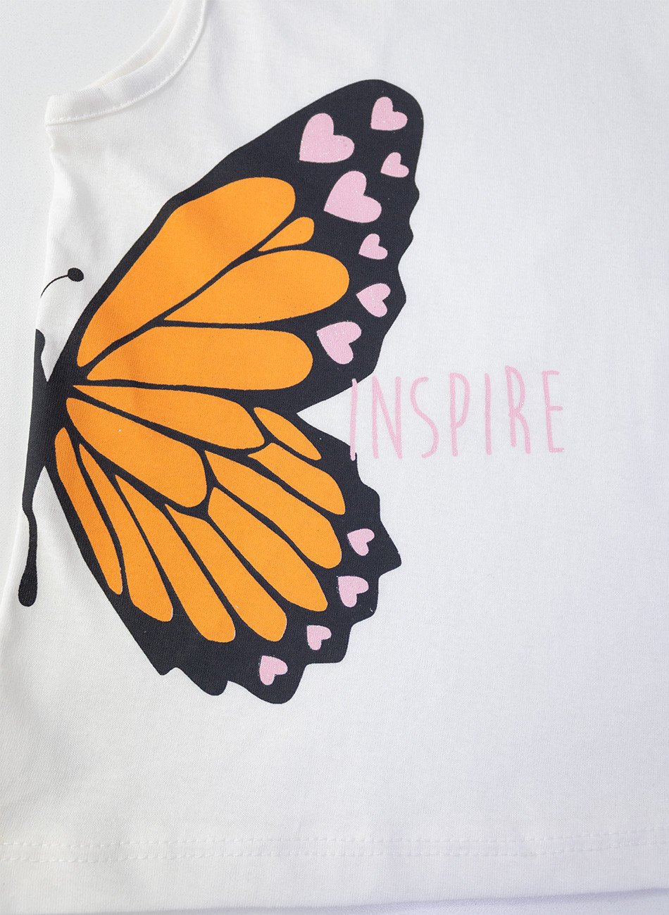 Conjunto Infantil Menina Borboleta Inspire Creme 0131 - Laluna