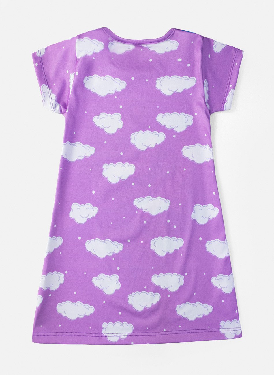 Vestido Infantil Manga Curta Urso e Bolsa Lilás 220 - Laluna