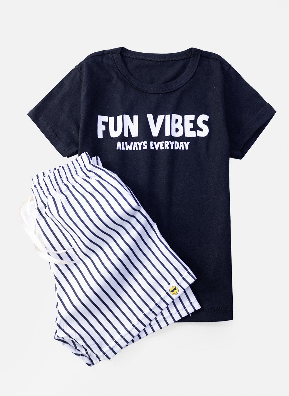 Conjunto Infantil Menino Fun Vibes Always Preto 0379 - Keki Boys